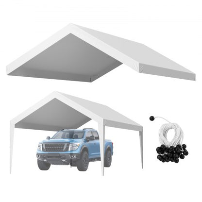 Carport-Ersatzüberdachung, 3,6 x 6 m, tragbare Garagenzeltplane, UV-beständige und wasserdichte Autoschutzplane, robuste Carportabdeckung mit Kugelgelenken, weiß, Gestell nicht enthalten