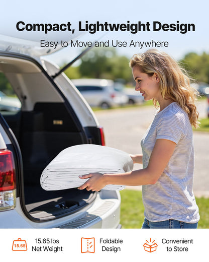 Carport-Ersatzüberdachung, 3,6 x 6 m, tragbare Garagenzeltplane, UV-beständige und wasserdichte Autoschutzplane, robuste Carportabdeckung mit Kugelgelenken, weiß, Gestell nicht enthalten