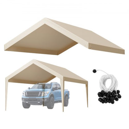 Carport-Ersatzüberdachung, 3,6 x 6 m, tragbare Garagenzeltplane, UV-beständige und wasserdichte Autoschutzplane, robuste Carport-Abdeckung mit Kugelgelenken, beige, Gestell nicht enthalten