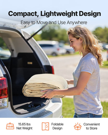 Carport-Ersatzüberdachung, 3,6 x 6 m, tragbare Garagenzeltplane, UV-beständige und wasserdichte Autoschutzplane, robuste Carport-Abdeckung mit Kugelgelenken, beige, Gestell nicht enthalten