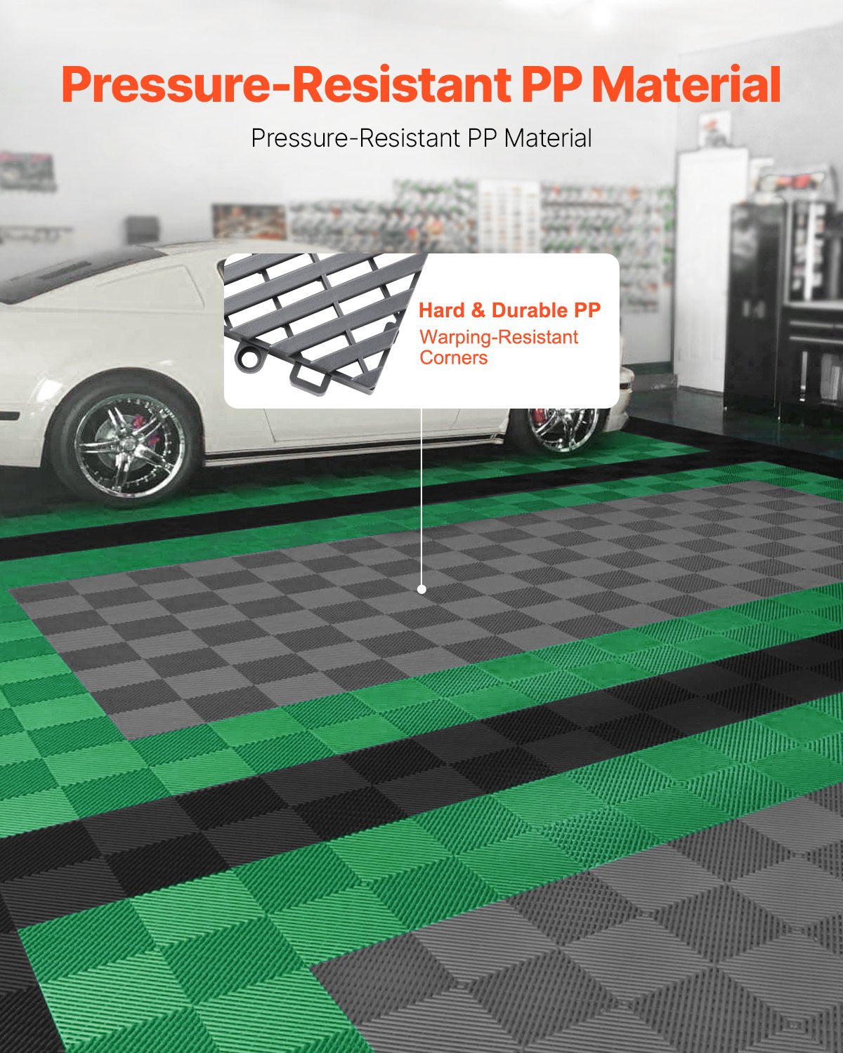 Interlocking Drainage Mat, 12” x 12” Modular Interlocking Cushion, 55 Pcs Splicing Drainage Mats, Non-Slip Gray PP Drainage Floor Tile and Shower Mat, for Garage, Garden, Kitchen & Outdoor