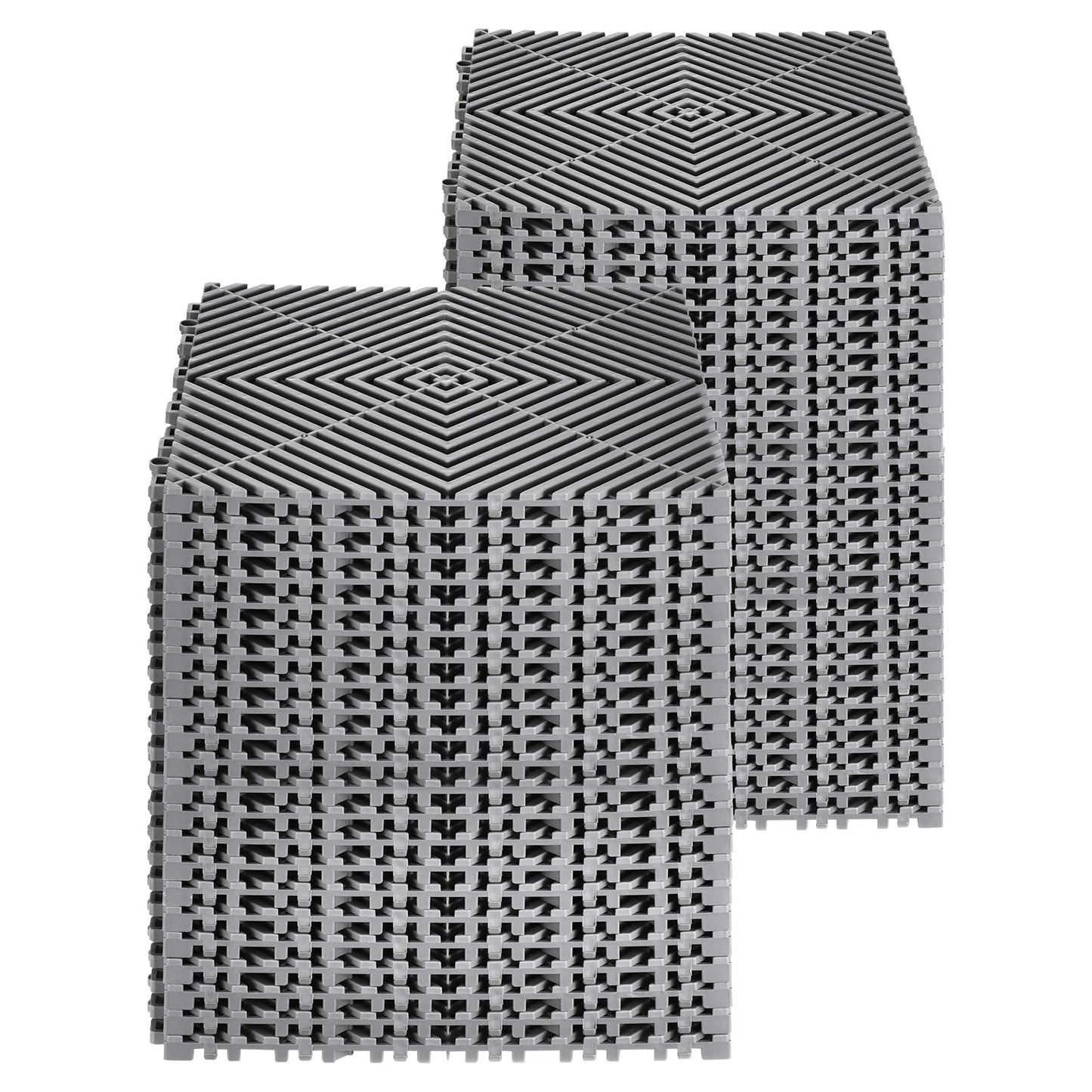Interlocking Drainage Mat, 12” x 12” Modular Interlocking Cushion, 55 Pcs Splicing Drainage Mats, Non-Slip Gray PP Drainage Floor Tile and Shower Mat, for Garage, Garden, Kitchen & Outdoor