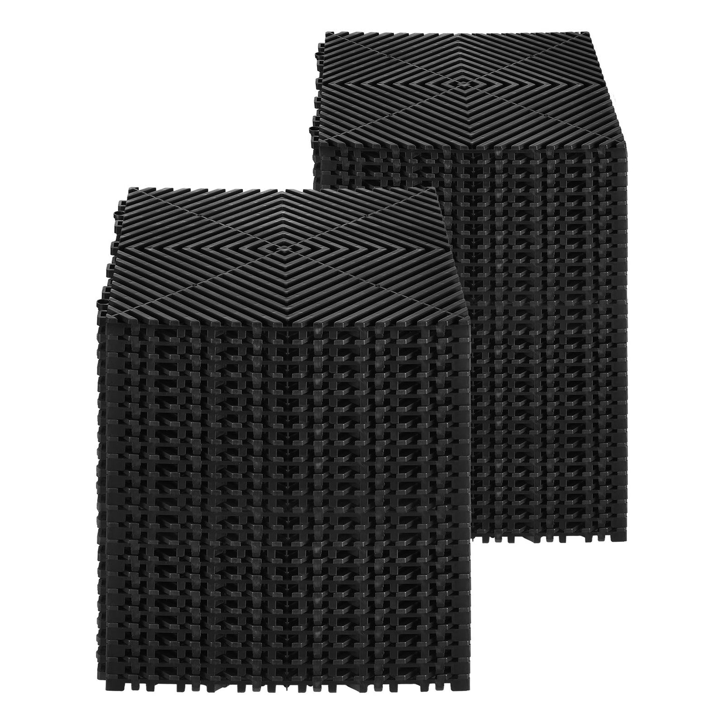 Interlocking Drainage Mat, 12” x 12” Modular Interlocking Cushion, 50 Pcs Splicing Drainage Mats, Non-Slip Black PP Drainage Floor Tile and Shower Mat, for Garage, Garden, Kitchen & Outdoor
