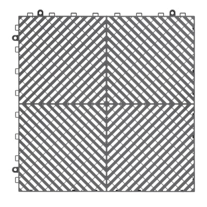Interlocking Drainage Mat, 15.7” x 15.7” Modular Interlocking Cushion, 24 Pcs Splicing Drainage Mats, Non-Slip Gray PP Drainage Floor Tile and Shower Mat, for Garage, Garden, Kitchen & Outdoor