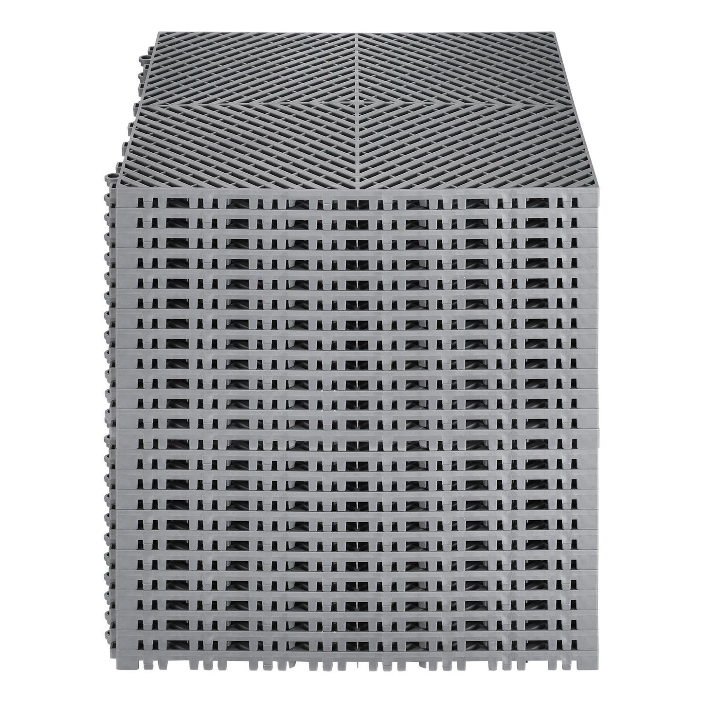 Interlocking Drainage Mat, 15.7” x 15.7” Modular Interlocking Cushion, 24 Pcs Splicing Drainage Mats, Non-Slip Gray PP Drainage Floor Tile and Shower Mat, for Garage, Garden, Kitchen & Outdoor