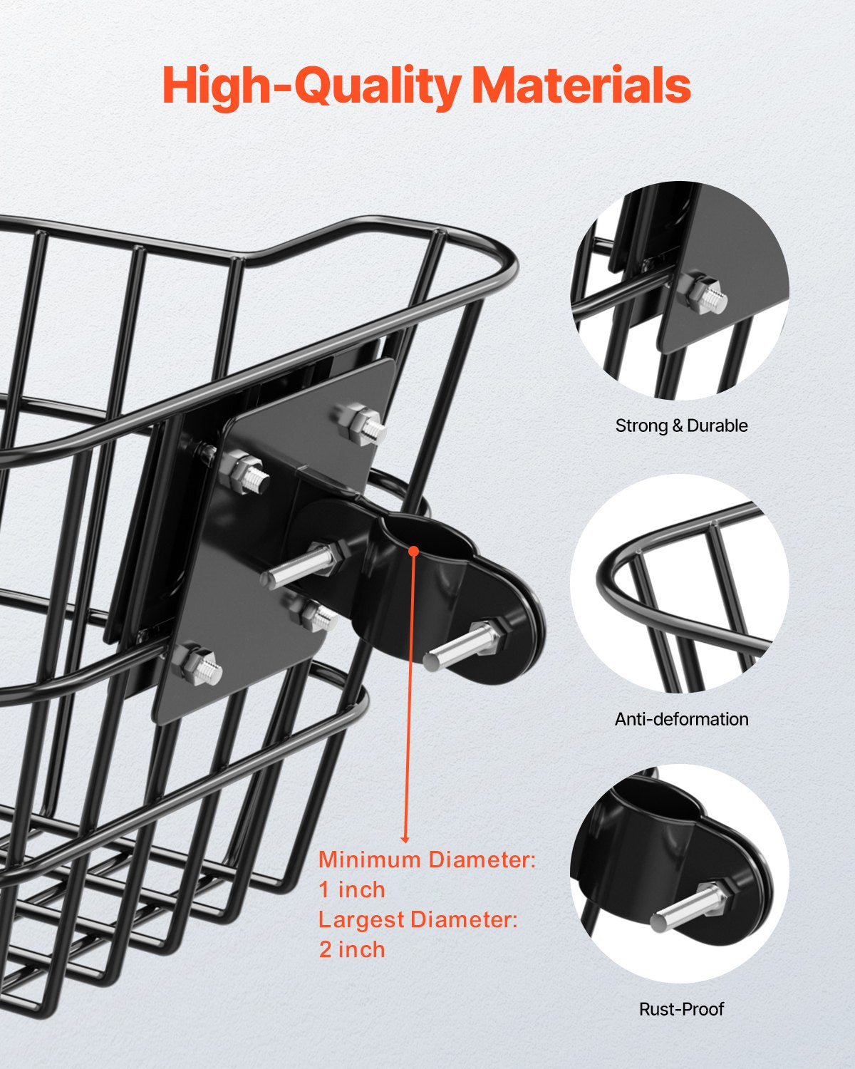 Fahrradkorb vorne, Elektrorollerkorb mit fester Halterung – max. Tragkraft 9 kg, aus robustem Stahl gefertigt, Fahrradkorb für Kinder/Erwachsene/Zubehör für Knie-Elektroroller