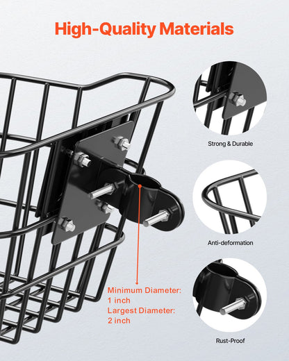 Fahrradkorb vorne, Elektrorollerkorb mit fester Halterung – max. Tragkraft 9 kg, aus robustem Stahl gefertigt, Fahrradkorb für Kinder/Erwachsene/Zubehör für Knie-Elektroroller