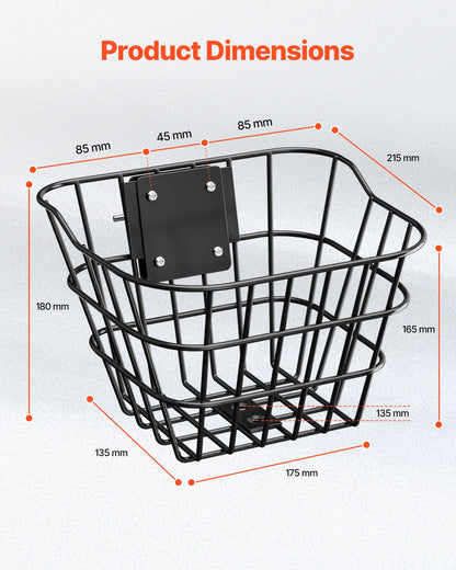 Fahrradkorb vorne, Elektrorollerkorb mit fester Halterung – max. Tragkraft 9 kg, aus robustem Stahl gefertigt, Fahrradkorb für Kinder/Erwachsene/Zubehör für Knie-Elektroroller