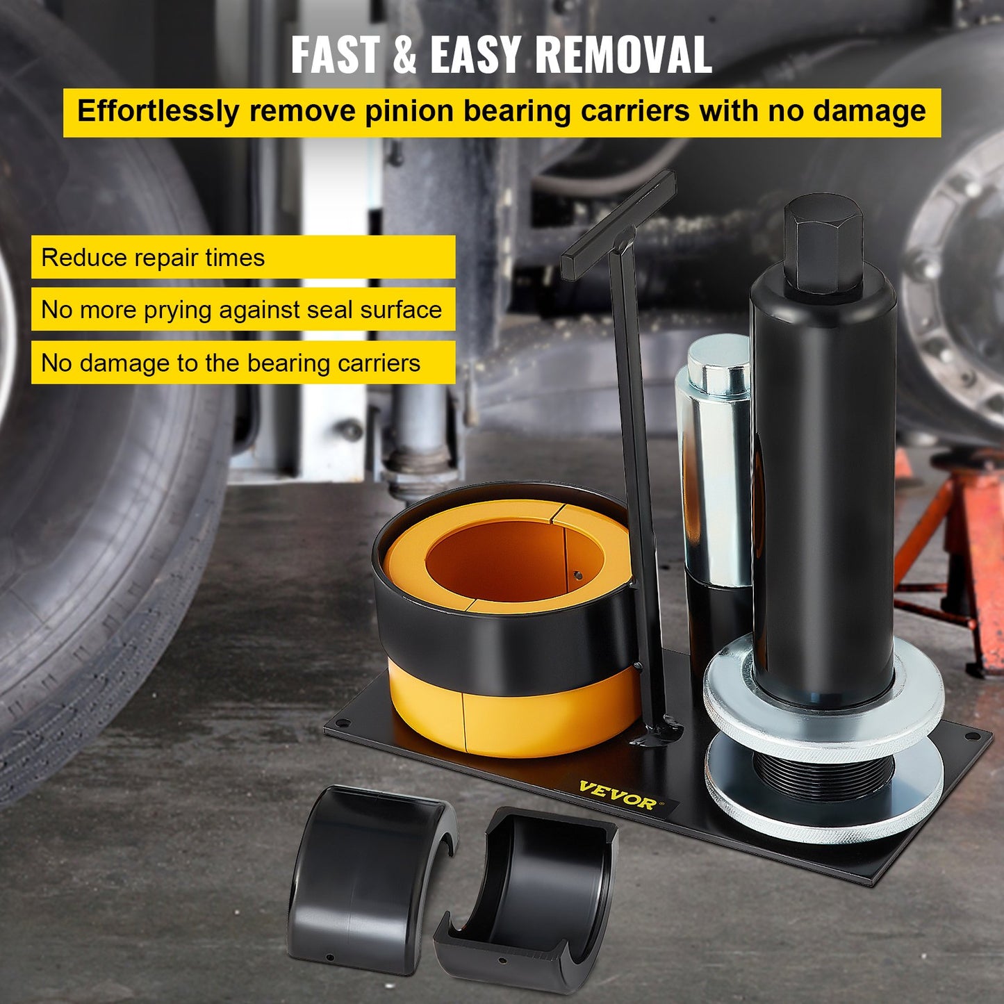 Carrier & Pinion Bearing Puller, Compatible with Dana 30, 40, 60, 70, Ford 9\" Bearings, Pinion Puller Tool with 2 Clamshells, 45# Steel Clamshell Carrier Bearing Puller for Auto Repair