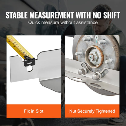 Achsvermessungswerkzeug, 2er-Pack Spurvermessungsplatten, Achsvermessungsplatte aus Edelstahl, präzise Spurwinkelmessung, inklusive 2 Messbändern und Umrechnungstabelle