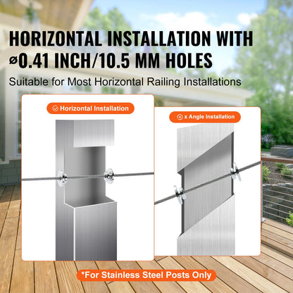 51-teiliges Kabelgeländer-Set mit 3,2-mm-Radschutzhülsen, schwarzem, unsichtbarem 3,2-mm-Spannring und Klemme sowie Schutzabdeckungen für Kabelgeländerpfosten mit 0,41-Zoll-Horizontalbohrung