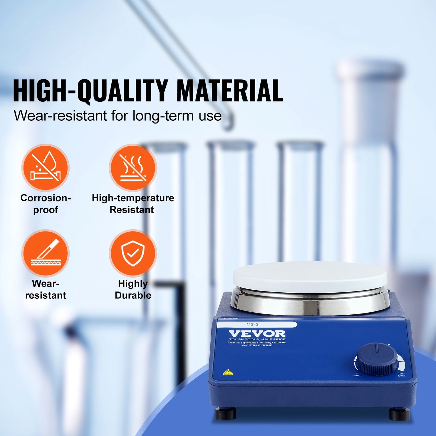 Magnetrührer, 0–1500 U/min, Rührplatte mit einstellbarem Drehzahlregler, 21-Liter-Rührplatten-Set, inklusive Rührstab
