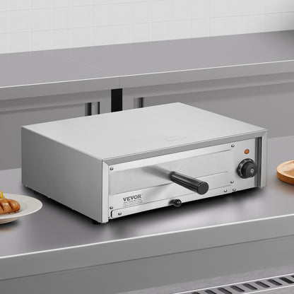 Elektrischer Pizzaofen für die Arbeitsplatte, 30 cm (12 Zoll), 1500 W, Temperaturbereich 0–300 °C, Edelstahlkonstruktion und leicht zu reinigende Krümelschublade, geeignet für den gewerblichen und privaten Gebrauch