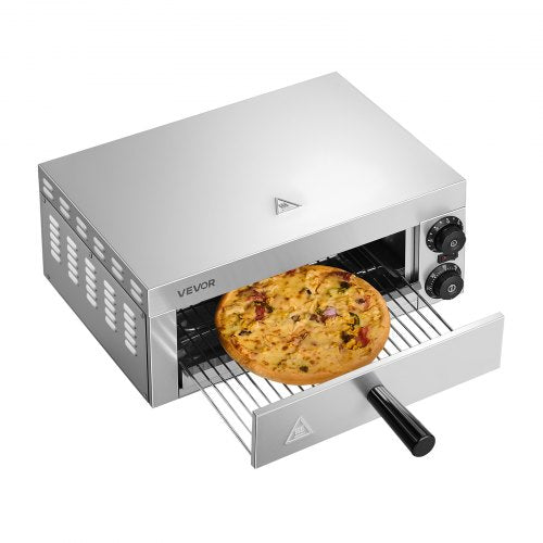 Elektrischer Pizzaofen für die Arbeitsplatte, 30 cm, 1500 W, mit Temperaturregelung und 0-60-Minuten-Timer, gleichmäßiger Backtechnologie und leicht zu reinigender Krümelschublade, ideal für gewerbliche und private Küchen