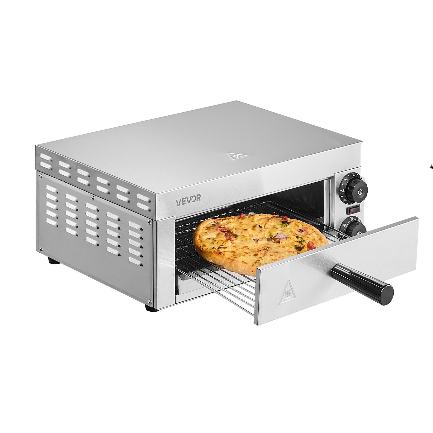 Elektrischer Pizzaofen für die Arbeitsplatte, 30 cm, 1500 W, mit Temperaturregelung und 0-60-Minuten-Timer, gleichmäßiger Backtechnologie und leicht zu reinigender Krümelschublade, ideal für gewerbliche und private Küchen