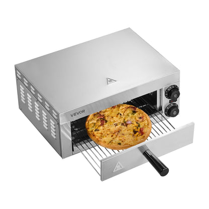 Elektrischer Pizzaofen für die Arbeitsplatte, 30 cm, 1500 W, mit Temperaturregelung und 0-60-Minuten-Timer, gleichmäßiger Backtechnologie und leicht zu reinigender Krümelschublade, ideal für gewerbliche und private Küchen