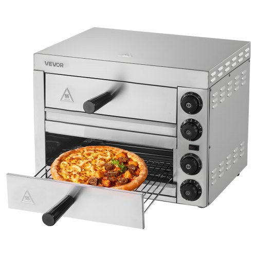 Elektrischer Pizzaofen für die Arbeitsplatte, 30 cm (12 Zoll), 1700 W, mit Temperaturregelung und 0-60-Minuten-Timer, gleichmäßiger Backtechnologie und leicht zu reinigender Krümelschublade, ideal für gewerbliche und private Küchen