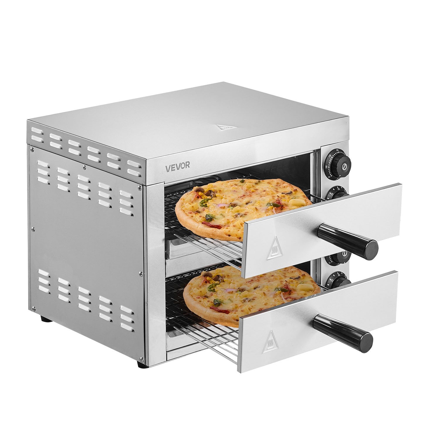 Elektrischer Pizzaofen für die Arbeitsplatte, 30 cm (12 Zoll), 1700 W, mit Temperaturregelung und 0-60-Minuten-Timer, gleichmäßiger Backtechnologie und leicht zu reinigender Krümelschublade, ideal für gewerbliche und private Küchen