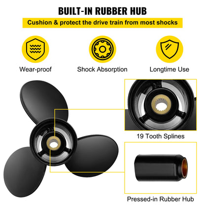 Outboard Propeller, Replace for OEM 3817469, 3-Blade 14 1/4 x 21 Pitch Aluminium Boat Propeller, Compatible with Volvo Penta SX Drive All Models, with 19 Tooth Splines, RH