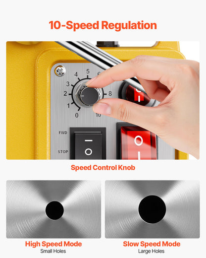 Magnetbohrmaschine, 1200-W-Motor, 40,6 mm Bohrdurchmesser, 1280 lbf Drehmoment, elektrische Magnetbohrmaschine mit 2 Kernbohrern, variabler Drehzahl, Bohrmaschine für Metalloberflächen, Heimwerkerbedarf, gelb