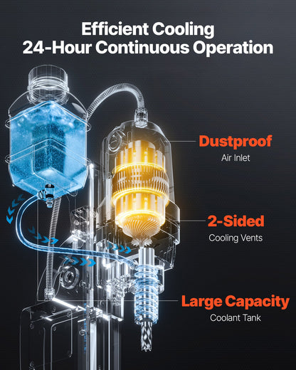 Magnetic Drill Press, 1200 W, 38 mm Boring Diameter, 10000N Power Mag Drill Press, 900 RPM Speed, with Weldon Shank, Efficient Cooling, for Metal Surface, Industrial and Home Improvement