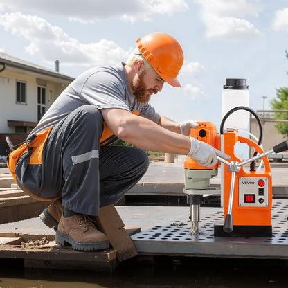 Magnetic Drill Press, 1200 W, 38 mm Boring Diameter, 10000N Power Mag Drill Press, 900 RPM Speed, with Weldon Shank, Efficient Cooling, for Metal Surface, Industrial and Home Improvement
