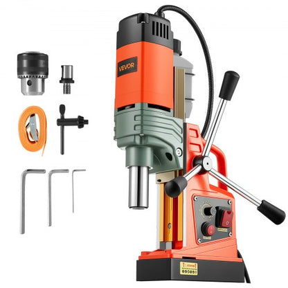 Magnetic Drill Press, 1350 W, 50 mm Boring Diameter, 12500N Power Portable Mag Drill Press, 0–800 RPM Adjustable Speed, with Weldon Shank, for Metal Surface, Industrial and Home Improvement