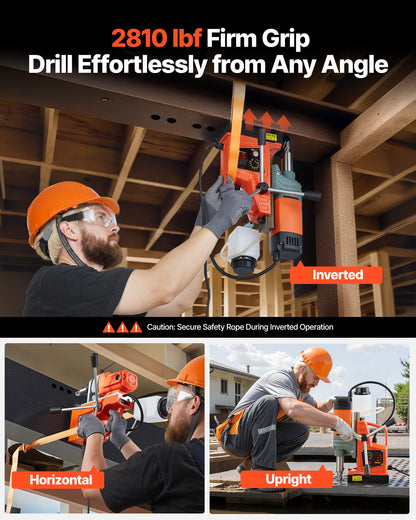 Magnetic Drill Press, 1350 W, 50 mm Boring Diameter, 12500N Power Portable Mag Drill Press, 0–800 RPM Adjustable Speed, with Weldon Shank, for Metal Surface, Industrial and Home Improvement