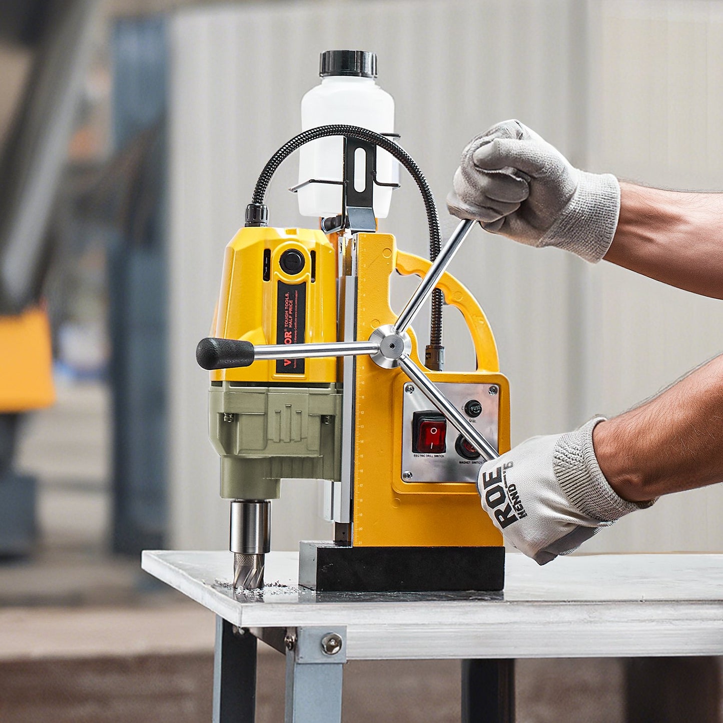 Magnetic Drill, 1400W Motor 1.6 in Boring Diameter, 2810 lbf Portable Electric Mag Drill Press, 800 RPM No-Load Speed, Drilling Machine for Metal Surface, Industrial and Home Improvement