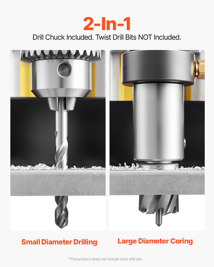 Magnetbohrmaschine, 1400-W-Motor, 2 Zoll Bohrdurchmesser, 2922 lbf Drehmoment, tragbare elektrische Magnetbohrmaschine, Drehzahlregelung 0–750 U/min, Bohrmaschine für Metalloberflächen, für Industrie und Heimwerkerbedarf