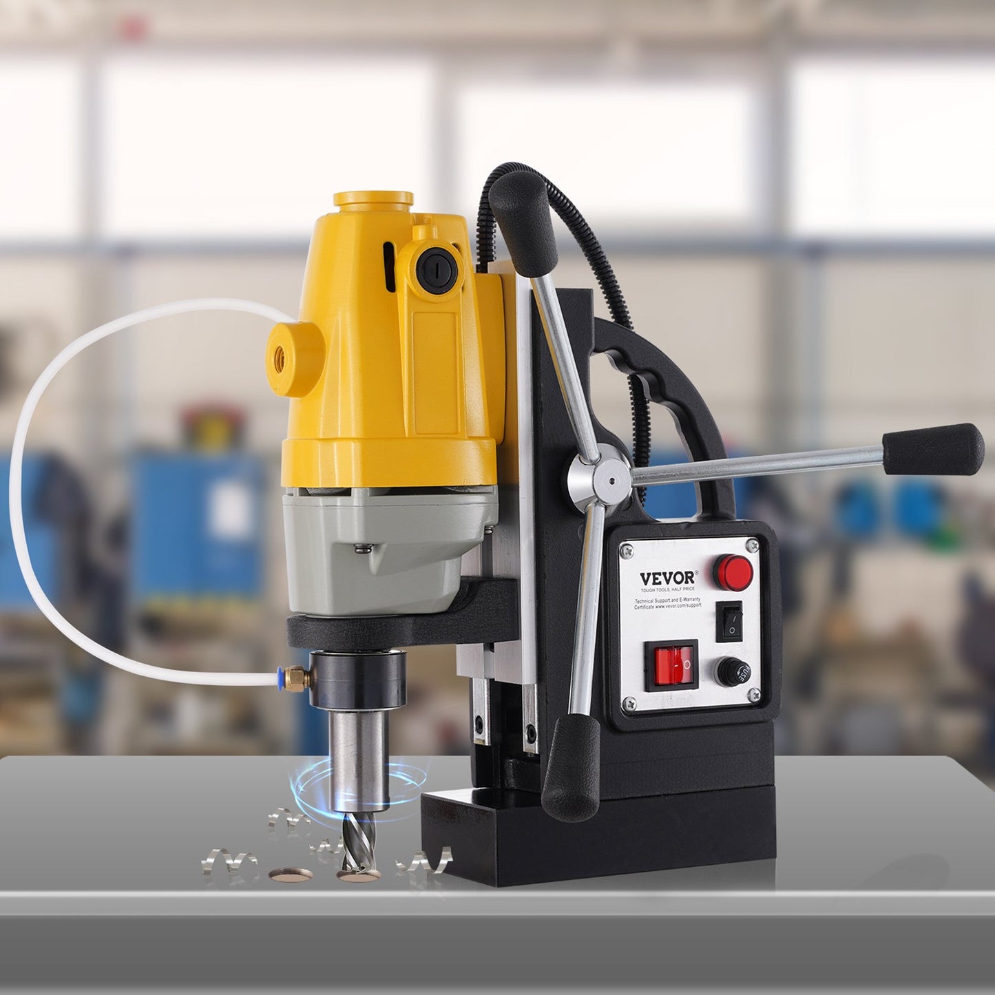 1100-W-Magnetbohrmaschine mit 12000 N Magnetkraft und 6 HSS-Ringbohrern