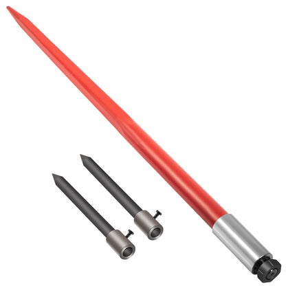 Hay Spear 49" Bale Spear 3000 lbs Capacity, Bale Spike Quick Attach Square Hay Bale Spears, Red Coated Bale Forks, Bale Hay Spike with 2 Stabilizer Spears