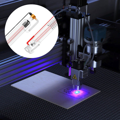 60-W-CO2-Laserröhre, 1250 mm Länge, 55 mm Durchmesser, Borosilikatglas-Laserschneidrohr mit Metallkopf, 5000–6000 Betriebsstunden, vorverdrahtet für Lasergravier- und Schneidemaschinen