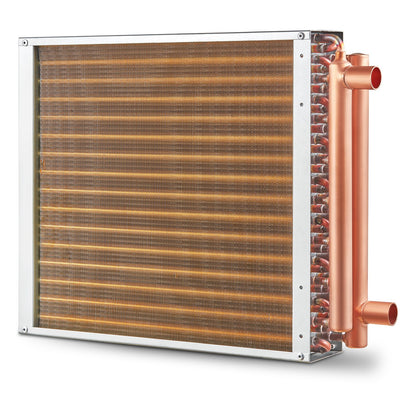 16"x 16"/40.6 x 40.6 cm Heat Exchanger Water to Air 3-Row 3/8"/ 1 cm Copper Ports 193 Fins