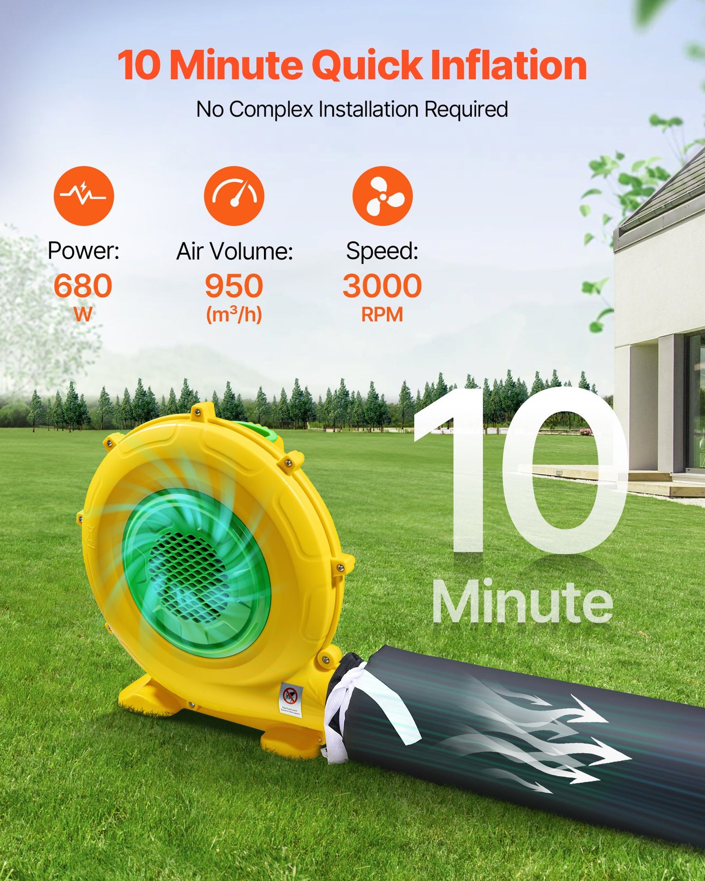 Aufblasbarer Nachtclub, 5,4 x 5 x 4,2 m großes Partyzelt mit 680-W-Gebläse und Sandsack, belüfteter aufblasbarer Nachtclub mit 2 Fenstern, aufblasbares Kubushaus für Veranstaltungen wie Geburtstage, Hochzeiten und Partys