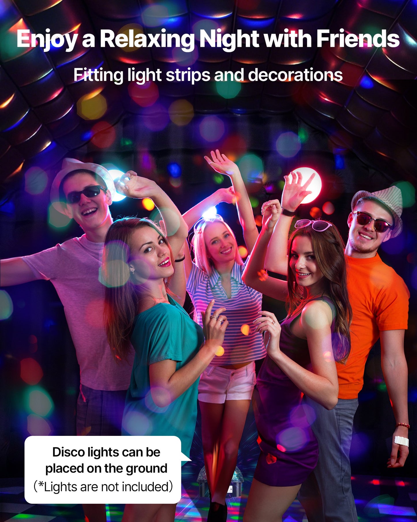 Aufblasbarer Nachtclub, 5,4 x 5 x 4,2 m großes Partyzelt mit 680-W-Gebläse und Sandsack, belüfteter aufblasbarer Nachtclub mit 2 Fenstern, aufblasbares Kubushaus für Veranstaltungen wie Geburtstage, Hochzeiten und Partys