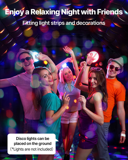 Aufblasbarer Nachtclub, 5,4 x 5 x 4,2 m großes Partyzelt mit 680-W-Gebläse und Sandsack, belüfteter aufblasbarer Nachtclub mit 2 Fenstern, aufblasbares Kubushaus für Veranstaltungen wie Geburtstage, Hochzeiten und Partys