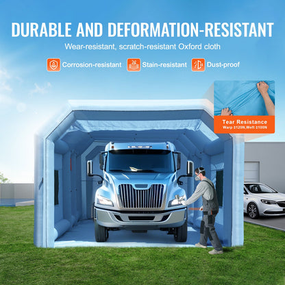 Aufblasbare Lackierkabine, 9 x 4,8 x 3,6 m (29,5 x 15,7 x 11,8 ft), mit leistungsstarken Gebläsen (950 W + 750 W) und Luftfiltersystem, tragbare Lackierkabine für große Lkw, Transporter und Maschinen
