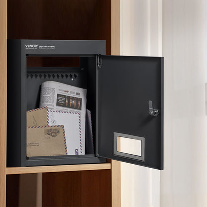 Through The Wall Drop Box 31.8x16x42.9 cm Mailbox with Code Lock Black