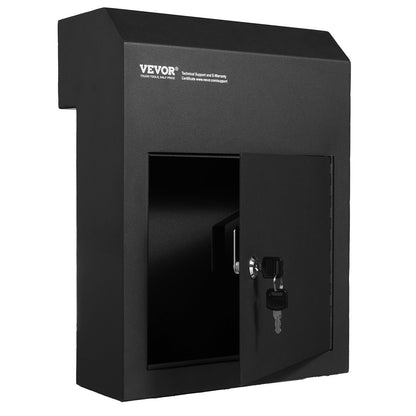 Through The Door Key Drop Box 30.5x15.2x40.6 cm Mailbox with 4.6cm 30.5cm Key Lock Black