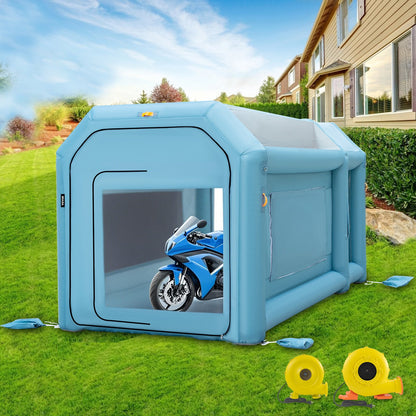Portable Inflatable Paint Booth, 396.24 x 243.8 x 243.8 cm Inflatable Spray Booth, Car Paint Tent w/ Air Filter System & 2 Blowers, Upgraded Blow Up Spray Booth Tent, Auto Paint Workstation Motorcycle Garage