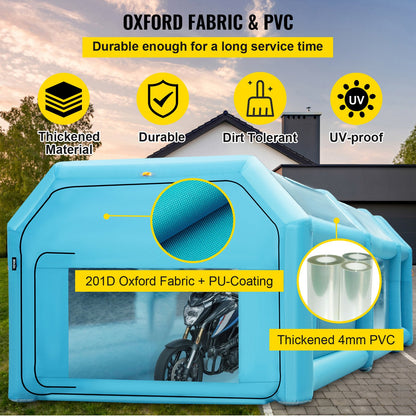 Portable Inflatable Paint Booth, 609.6 x 304.8 x 249.9 cm Inflatable Spray Booth, Car Paint Tent w/ Air Filter System & 2 Blowers, Upgraded Blow Up Spray Booth Tent, Auto Paint Workstation, Motorcycle Garage