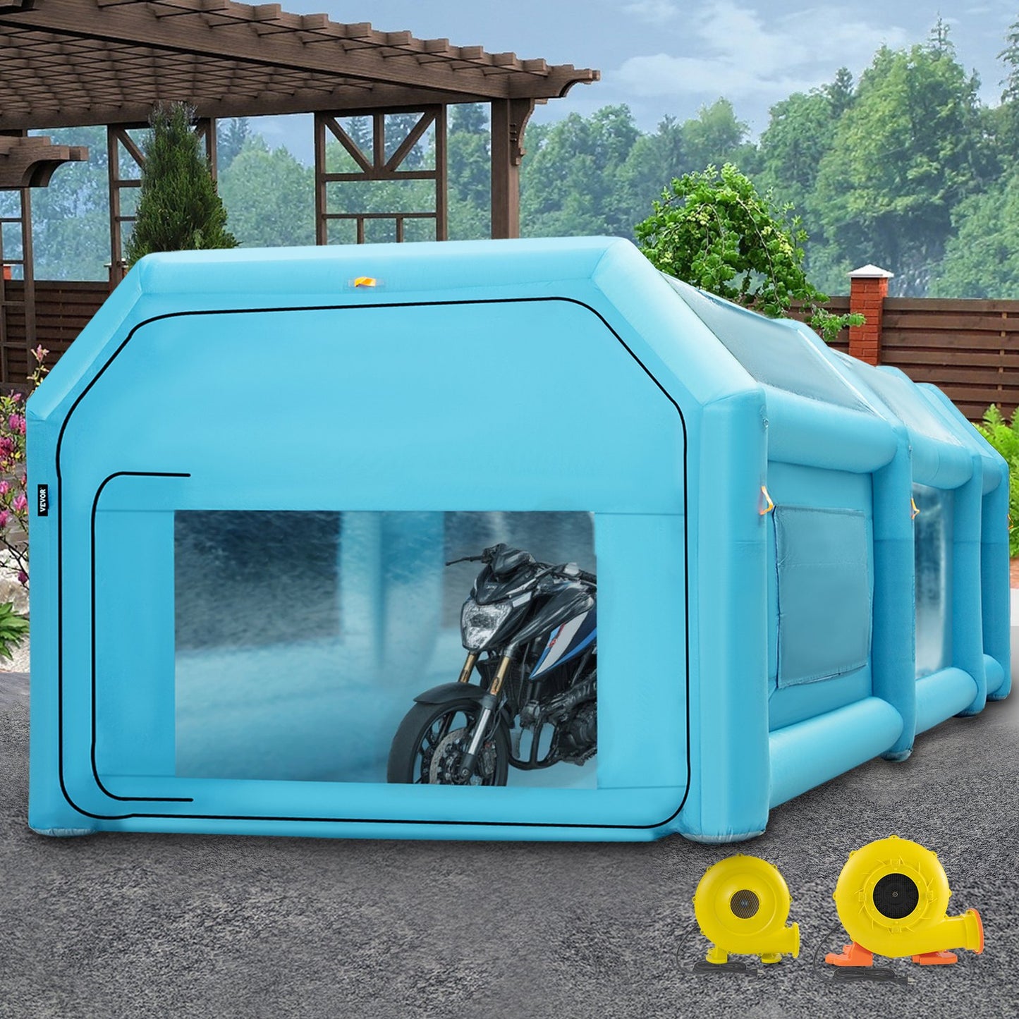 Portable Inflatable Paint Booth, 609.6 x 304.8 x 249.9 cm Inflatable Spray Booth, Car Paint Tent w/ Air Filter System & 2 Blowers, Upgraded Blow Up Spray Booth Tent, Auto Paint Workstation, Motorcycle Garage