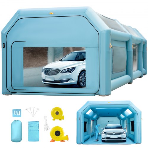 Portable Inflatable Paint Booth, 792.48 x 457.2 x 304.8 cm Inflatable Spray Booth, Car Paint Tent w/ Air Filter System & 2 Blowers, Upgraded Blow Up Spray Booth Tent, Auto Paint Workstation, Car Parking Garage
