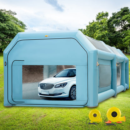 Portable Inflatable Paint Booth, 792.48 x 457.2 x 304.8 cm Inflatable Spray Booth, Car Paint Tent w/ Air Filter System & 2 Blowers, Upgraded Blow Up Spray Booth Tent, Auto Paint Workstation, Car Parking Garage