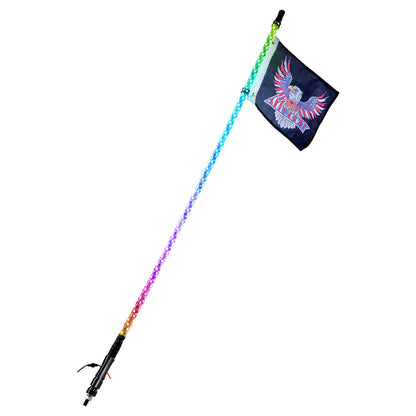 1 PC 3 FT Whip Light, APP & RF Remote Control Led Whip Light, Waterproof 360°Spiral RGB Chasing Lighted Whips with 2 Flags, for UTVs, ATVs, Motorcycles, RZR, Can-am, Trucks, Off-road, Go-karts