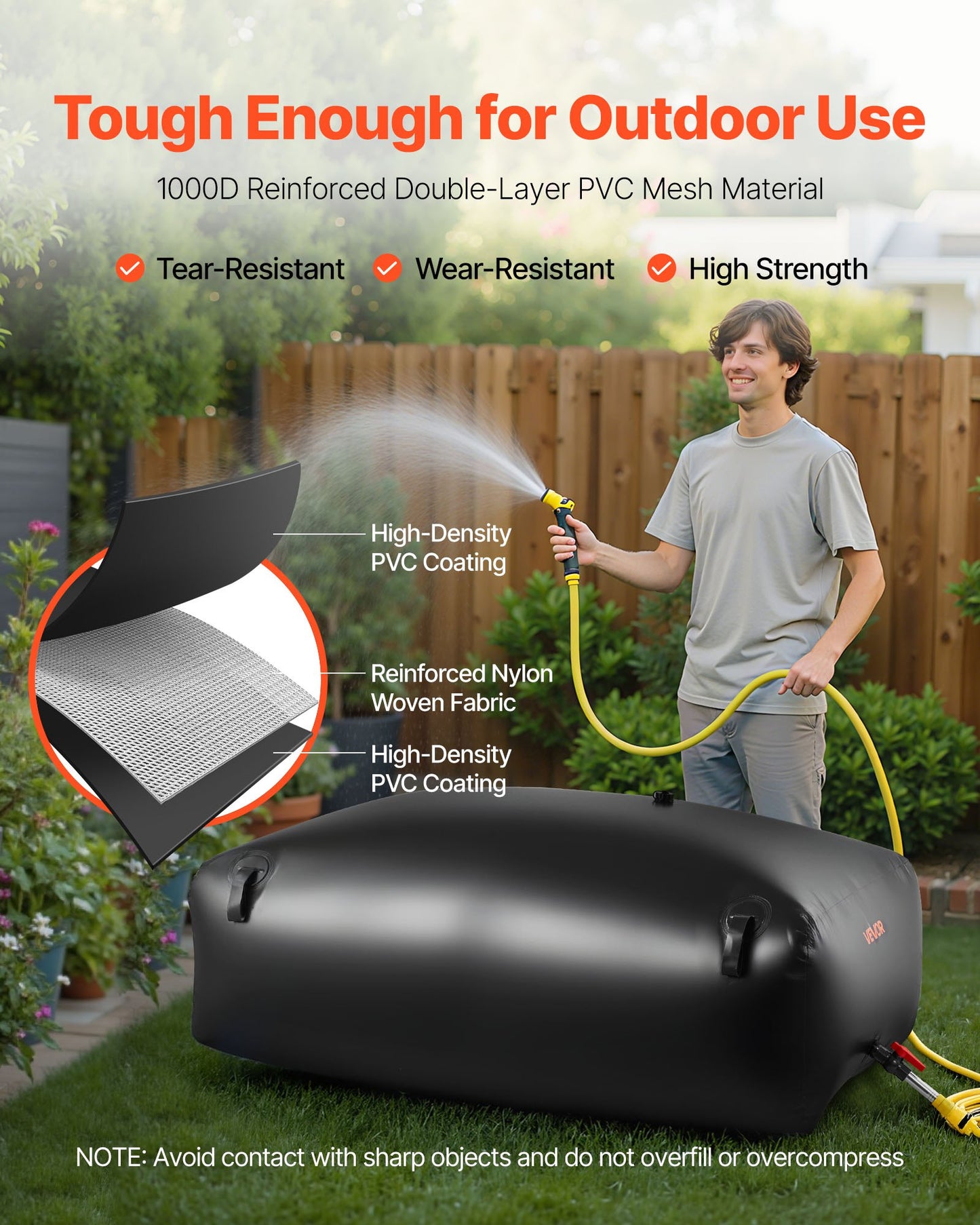 Wasserspeicherblase 540L, großer Wasserbeutel, tragbarer und faltbarer Behälter für weiches Wasser, auslaufsicherer und reißfester PVC-Notwassertank für Wohnmobil, LKW und Outdoor-Einsatz