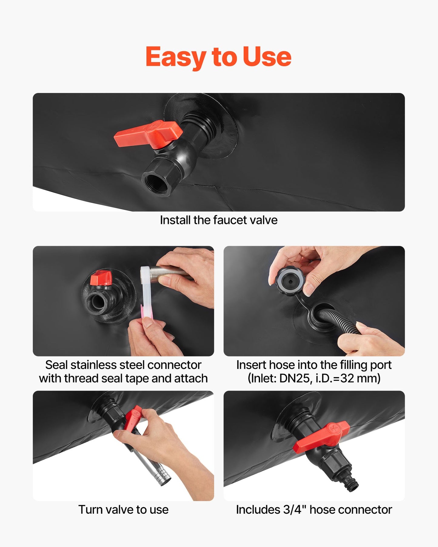 Wasserspeicherblase 540L, großer Wasserbeutel, tragbarer und faltbarer Behälter für weiches Wasser, auslaufsicherer und reißfester PVC-Notwassertank für Wohnmobil, LKW und Outdoor-Einsatz