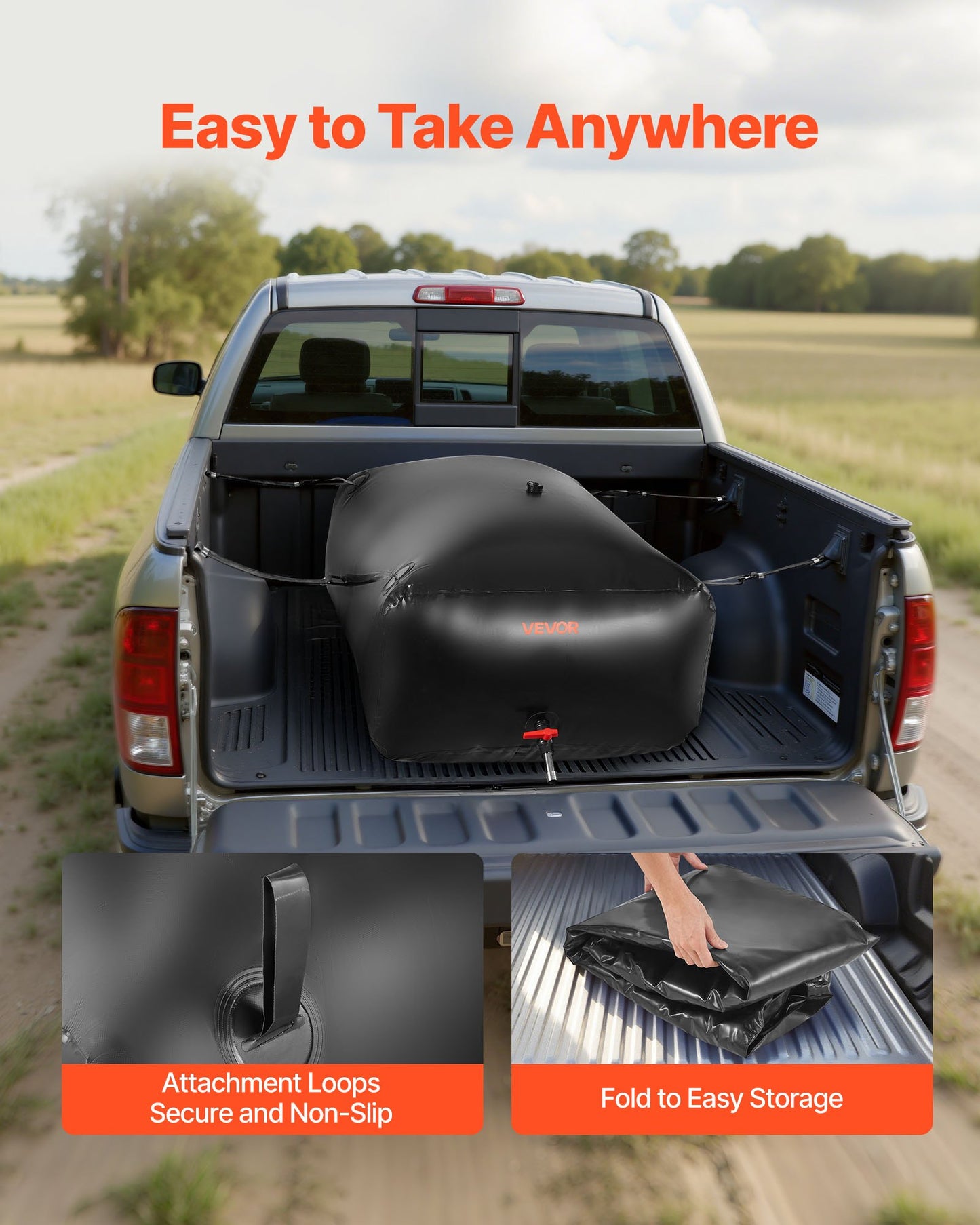 Wasserspeicherblase 540L, großer Wasserbeutel, tragbarer und faltbarer Behälter für weiches Wasser, auslaufsicherer und reißfester PVC-Notwassertank für Wohnmobil, LKW und Outdoor-Einsatz