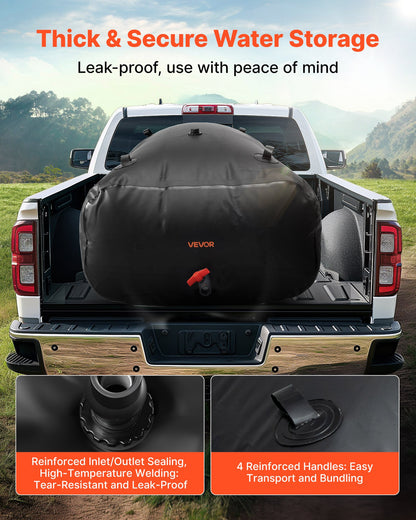 Wasserspeicherblase, 1000 l Wasserbehälter, 1000D PVC-Großvolumen-Weichsackblase, faltbar und tragbar für Gartenbewässerung, Camping, Wohnmobil, Notfälle – Schwarz